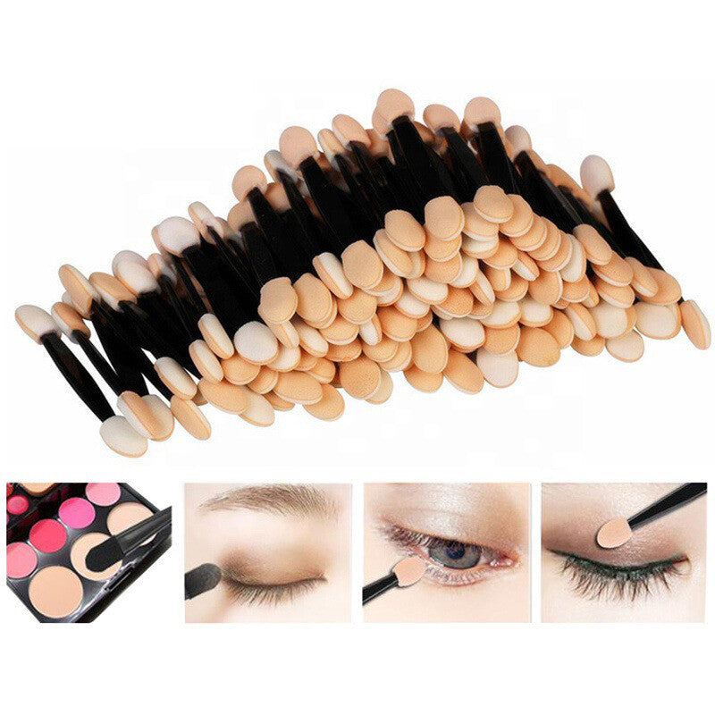 Double Ended Disposable Eyeshadow Sponge Applicators Make Up Dual Brush .