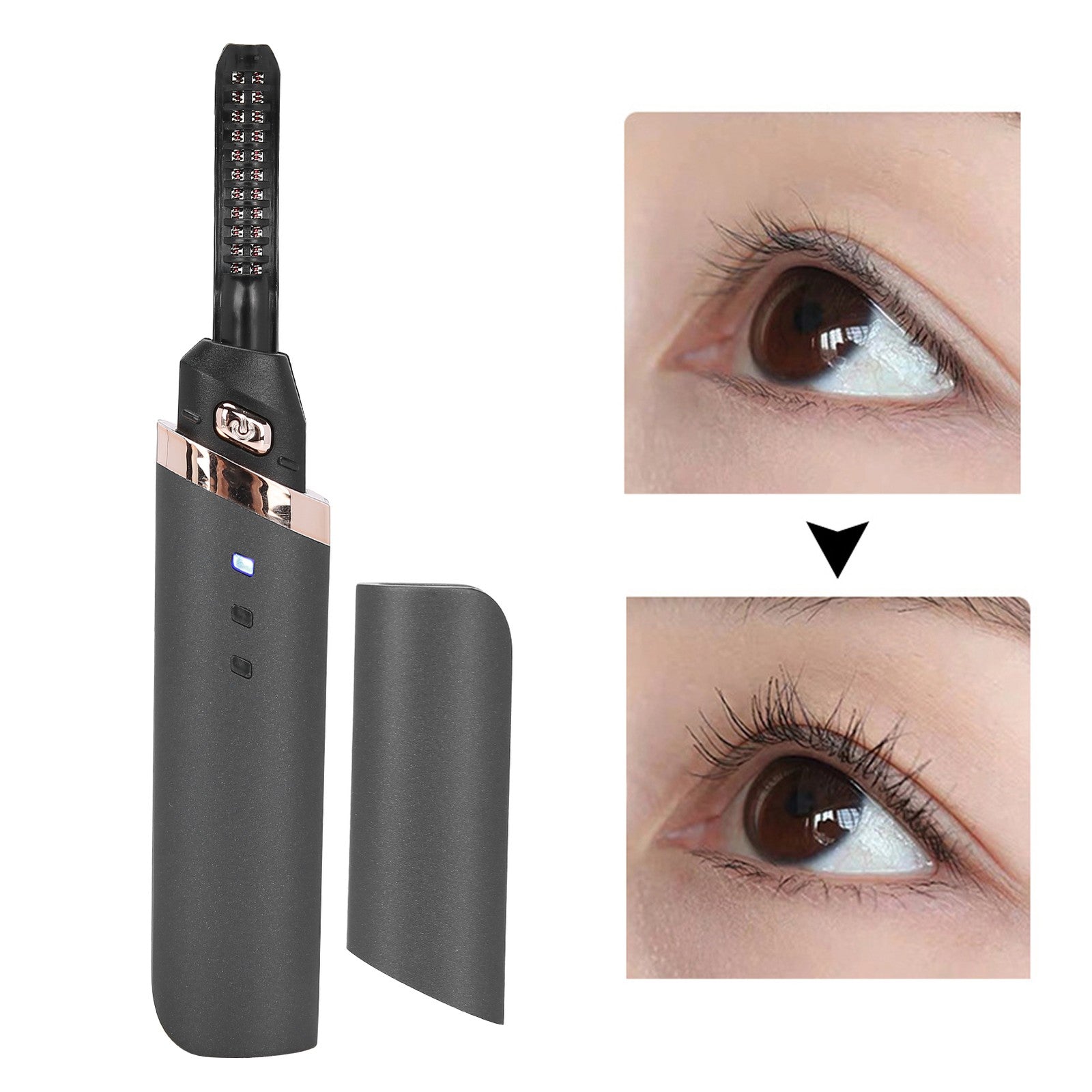 Black Electric Eyelash Curler LongLasting Heated Curler USB Charge Eyelash P HPT